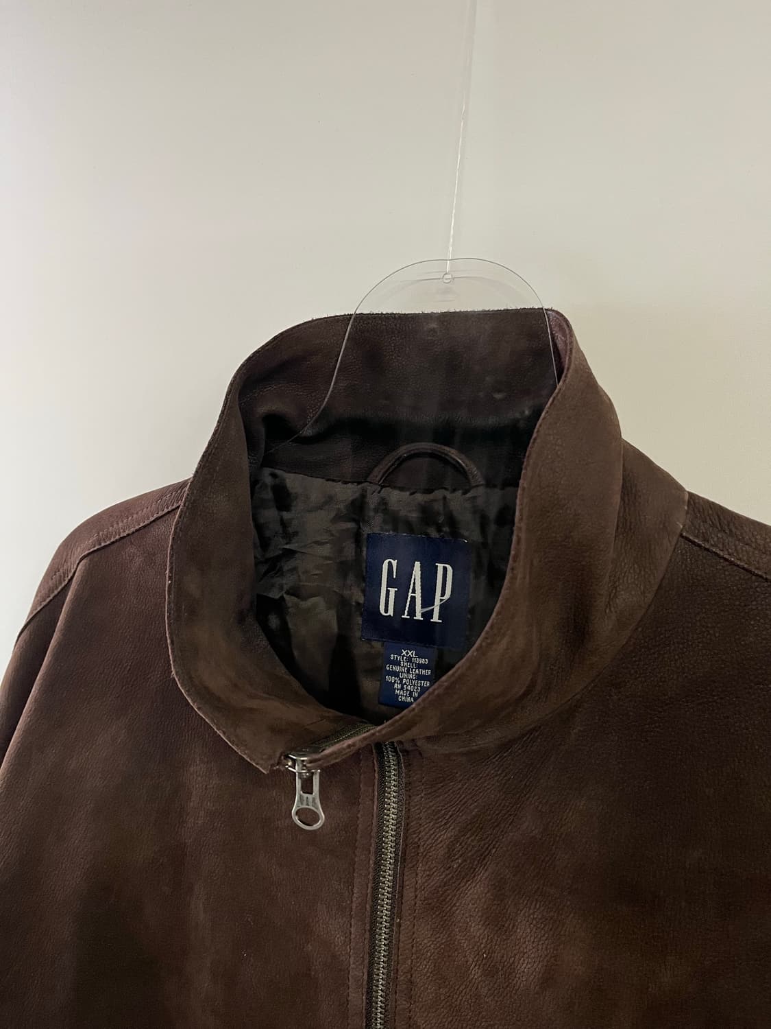 90s 올드갭 풀집 브라운레더 자켓 상품이미지4