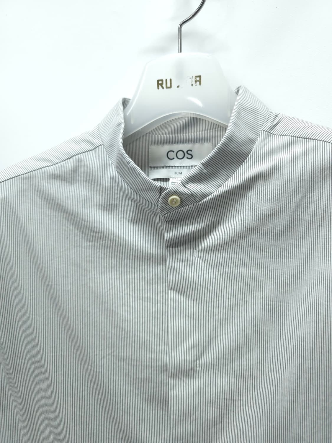COS 코스 남성 밴드 카라 스트라이프 7부 셔츠 (100) 상품이미지5