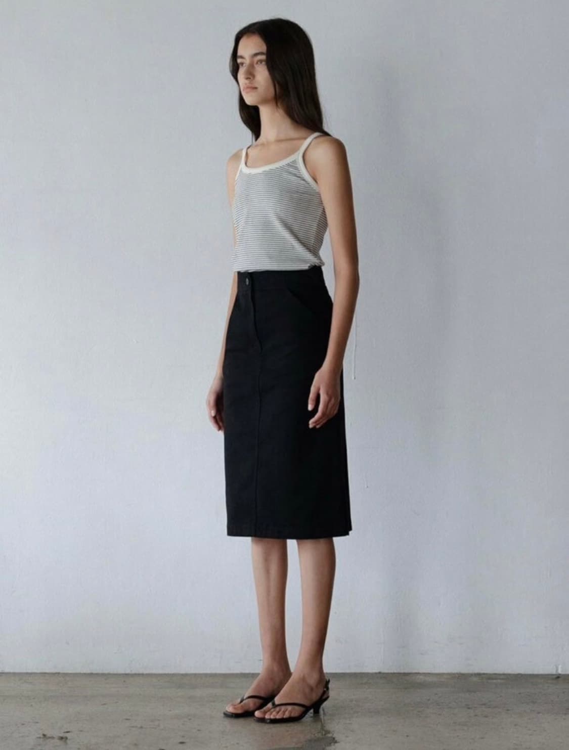 낫띵리튼 스트라이프 슬리브리스 아이보리 상품이미지1