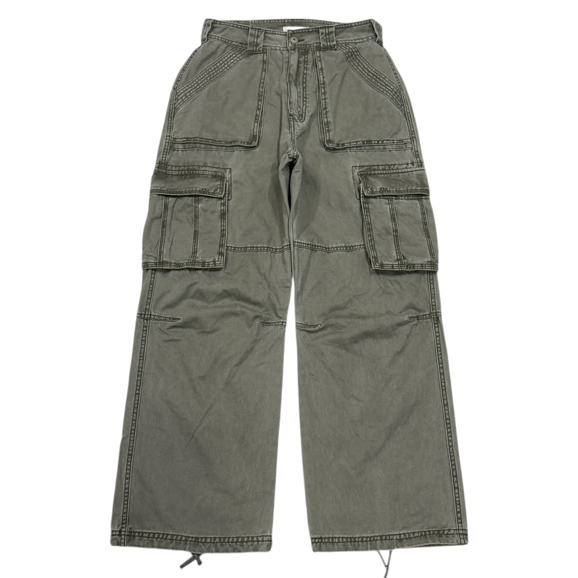 HIRISK 피그먼트 워싱 와이드 포켓 카고팬츠 바지 카키 S 상품이미지1