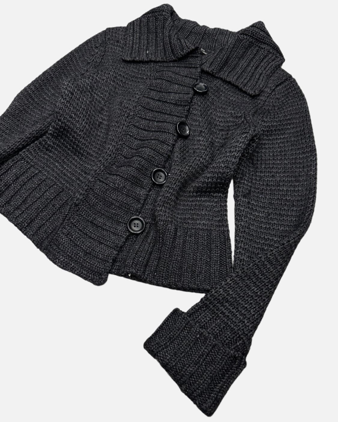charcoal wool knit collar cardigan 상품이미지2