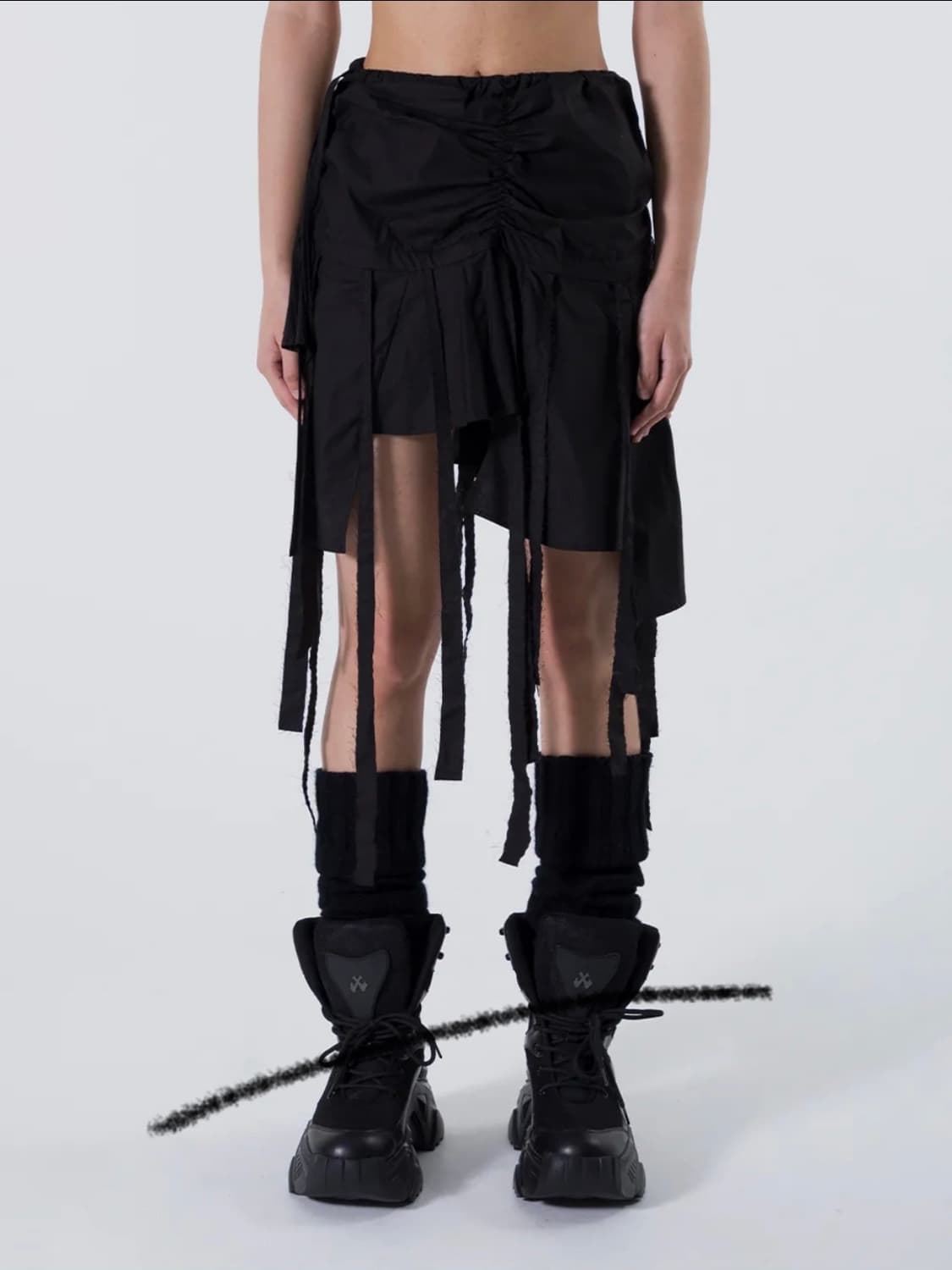 Yeel UNBALANCE TASSEL SKIRT BLACK 상품이미지1