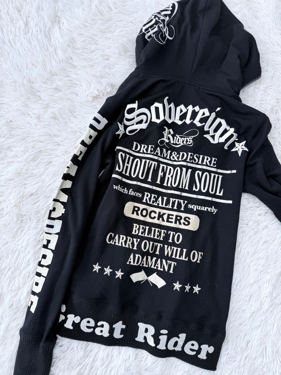 Y2K 펑크 레터링 스터드 투웨이 후드 집업 상품이미지6