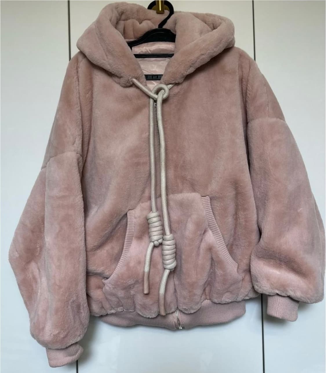 핑크 퍼 후드 집업 상품이미지2