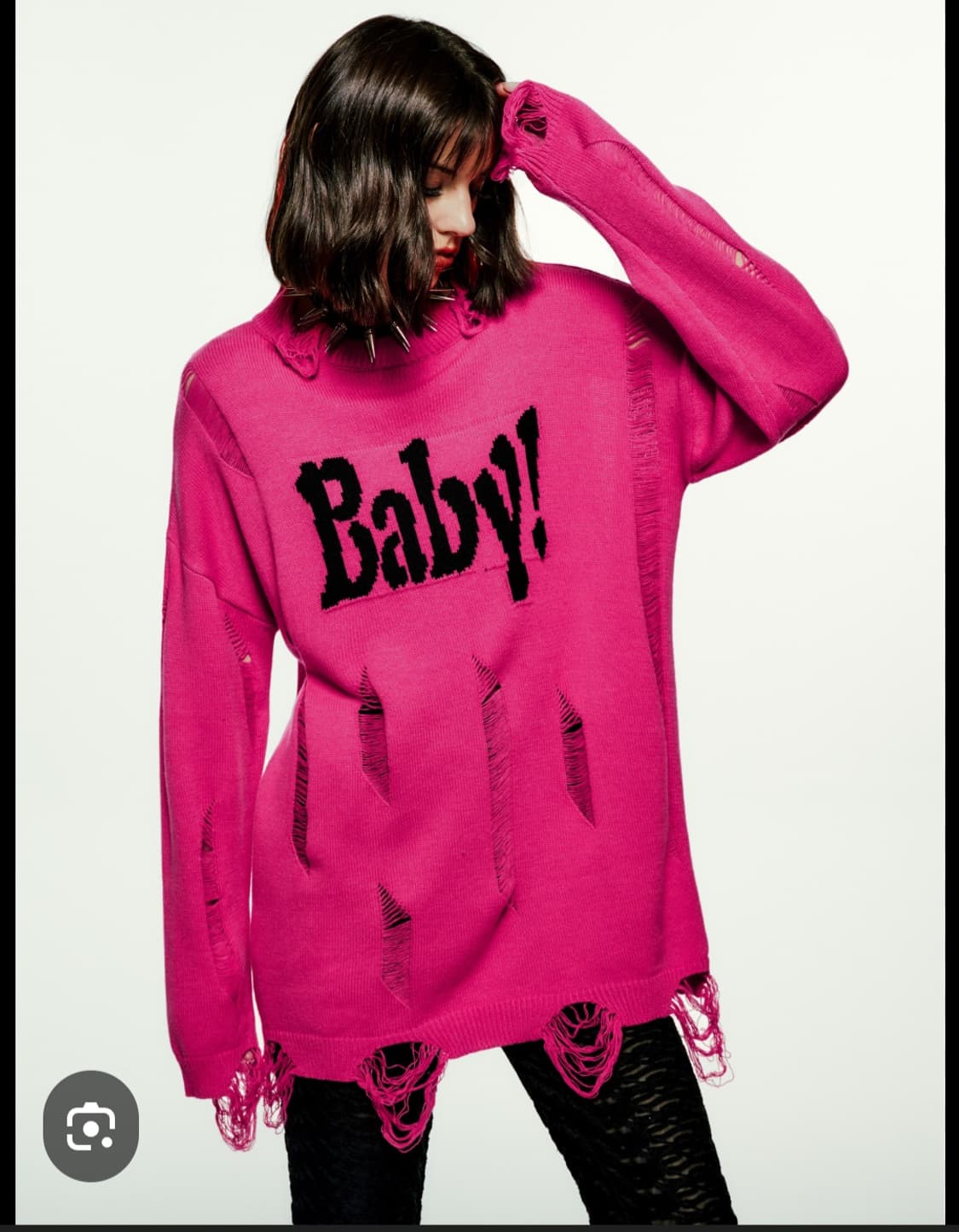 빈티지 펑키 Baby! 박시 핑크색 니트 상품이미지1