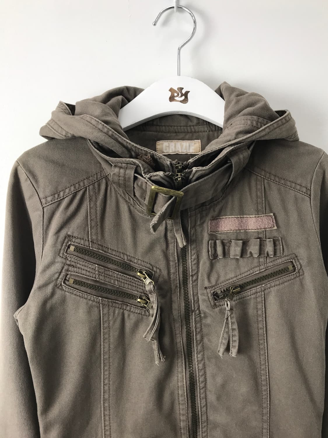 'GRAZIE' Hooded Long Military Jacket 상품이미지6