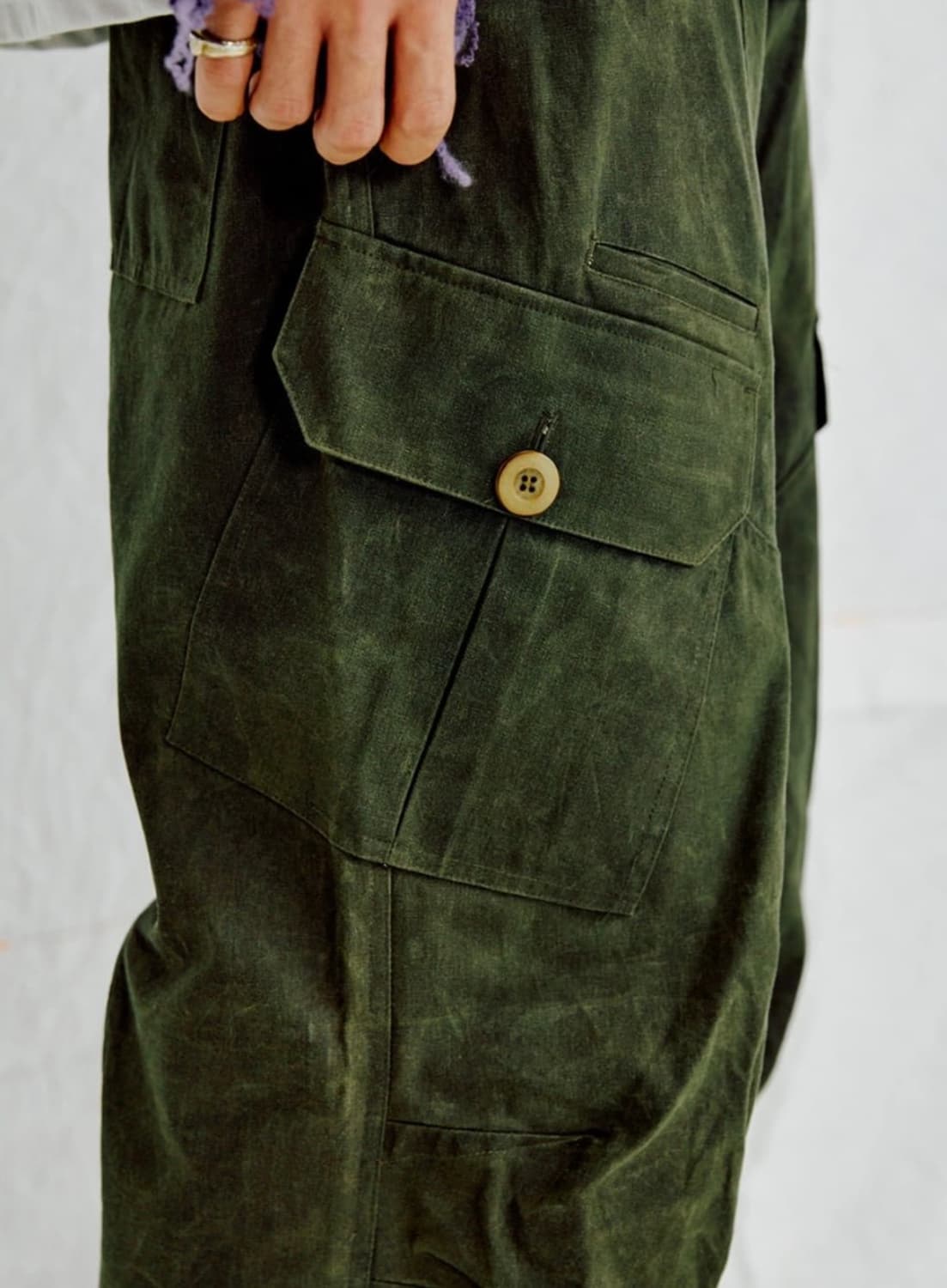 노우웨이브 코튼 왁스 빅 포켓 카고 팬츠 KNP017m(KHAKI) 상품이미지3