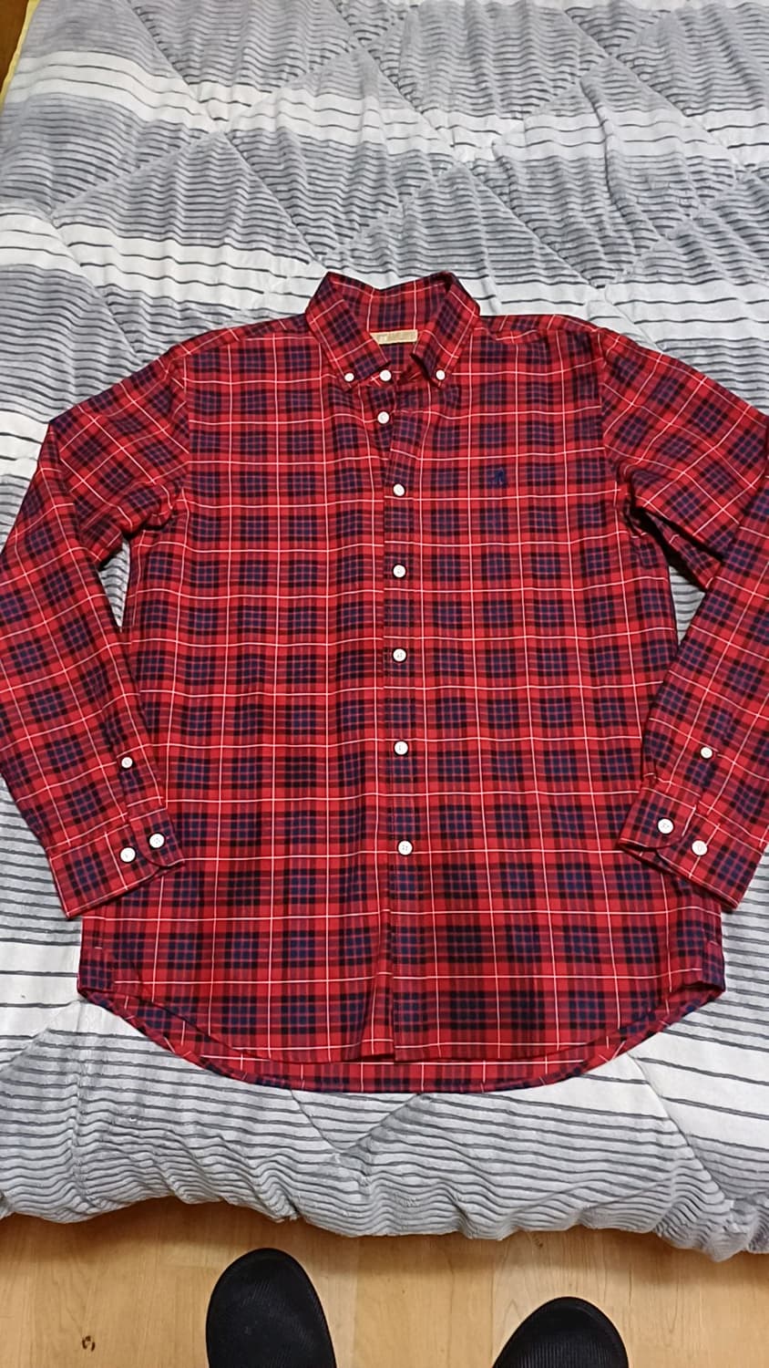 빈폴 체크남방 100 가슴55 기장77 상품이미지1