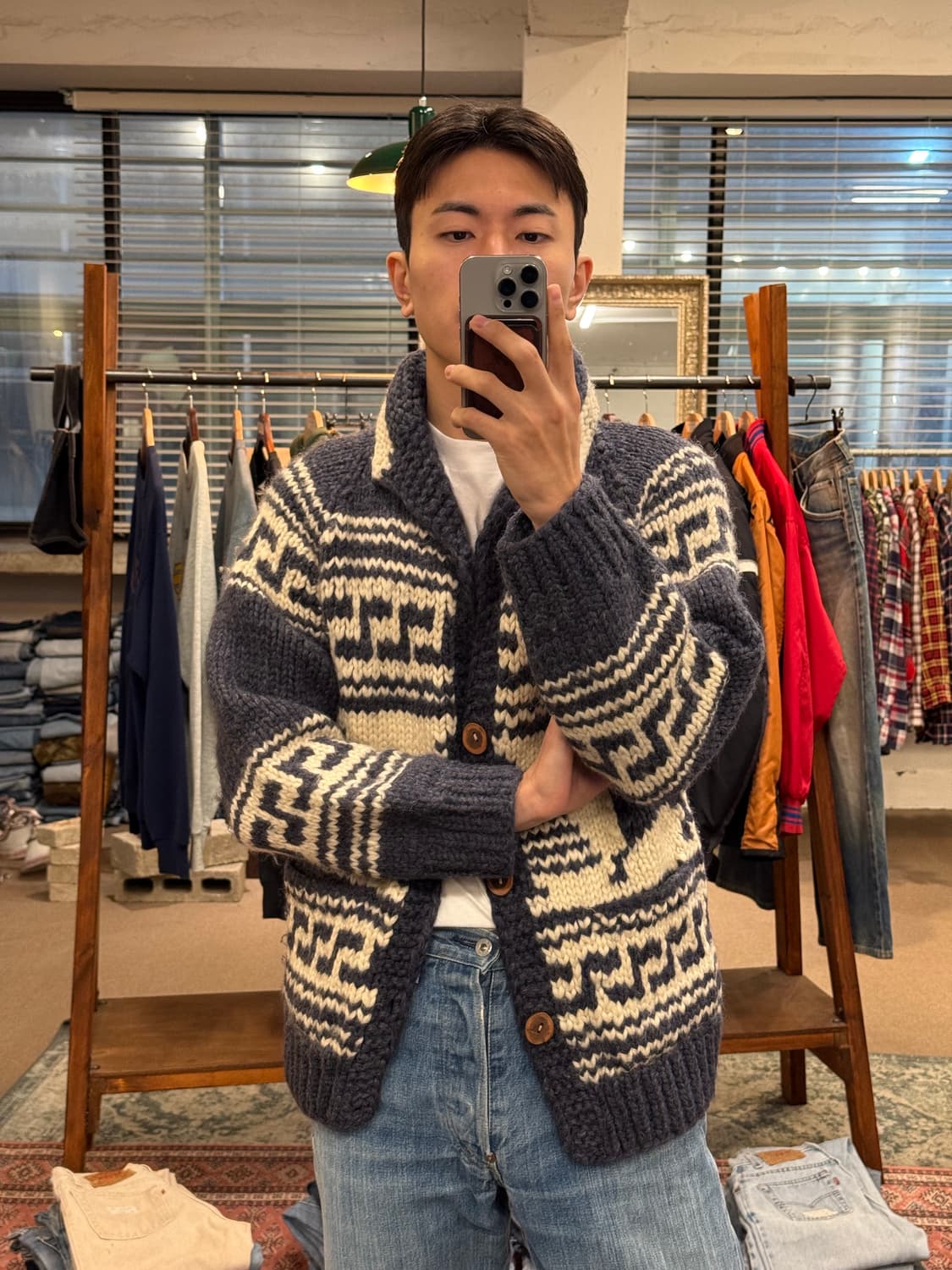 M) Canada LONGHOUSE Cowichan Wool Cardig 상품이미지3