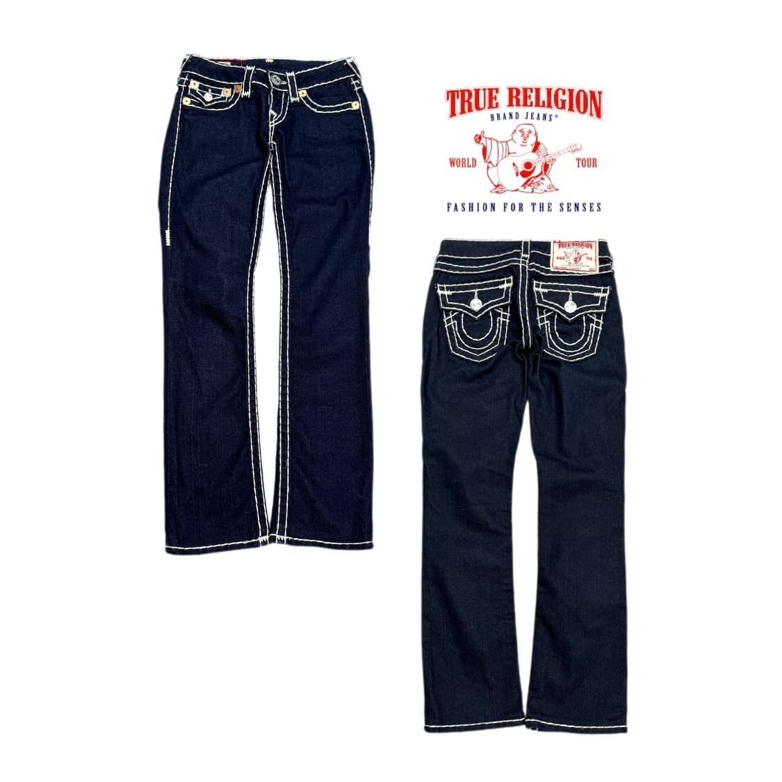 트루릴리전 Y2K 빌리슈퍼티 스티치 블랙 데님팬츠 상품이미지1