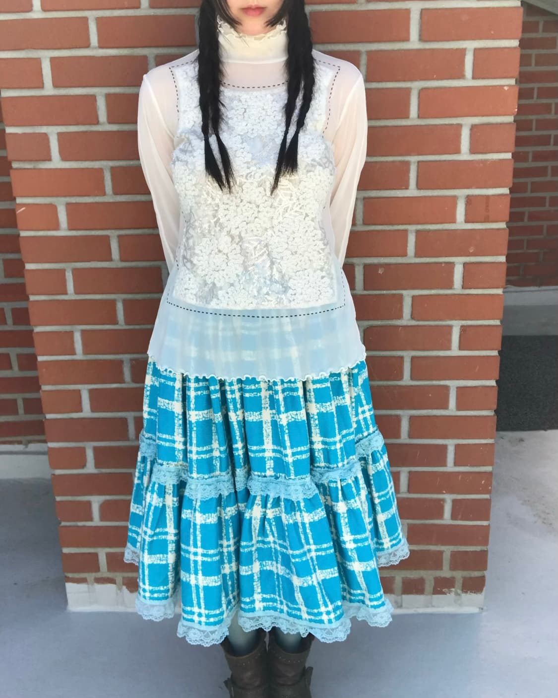 vintage flower ivory mesh top 상품이미지4