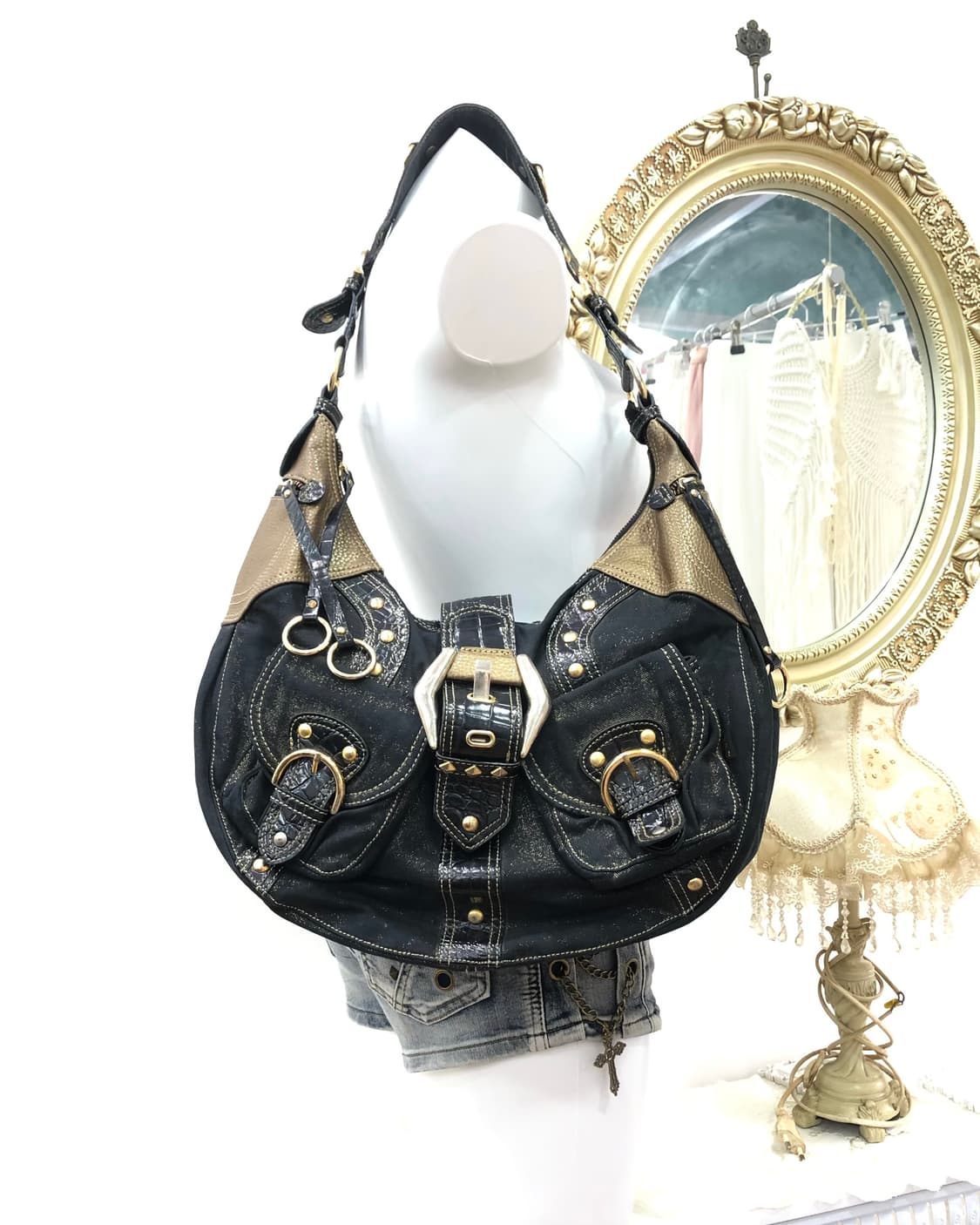 EGOIST glitter navy buckle shoulder bag 상품이미지1