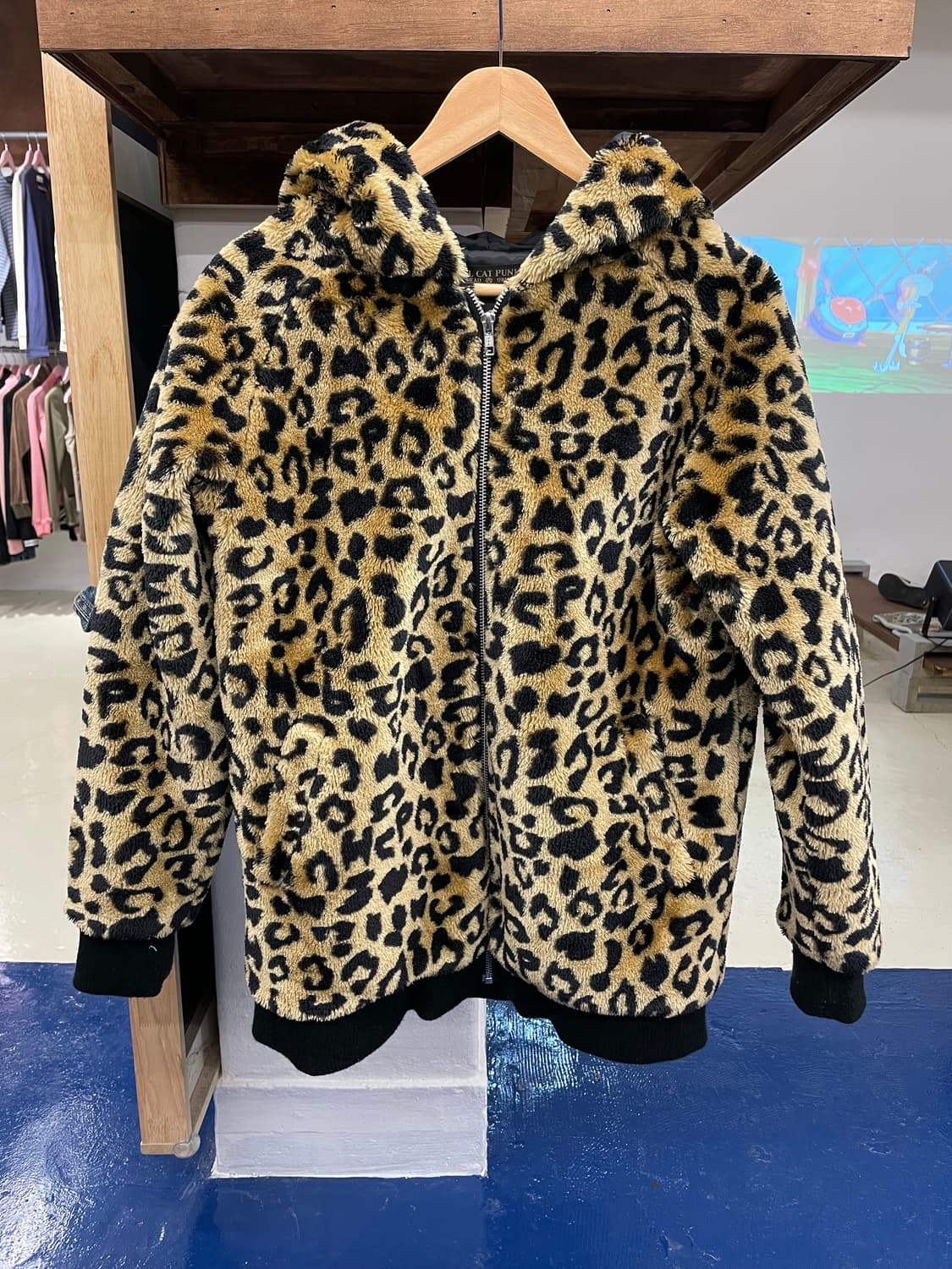 Japanese vtg 갸루 레오파드 후드 플리스 자켓 상품이미지4