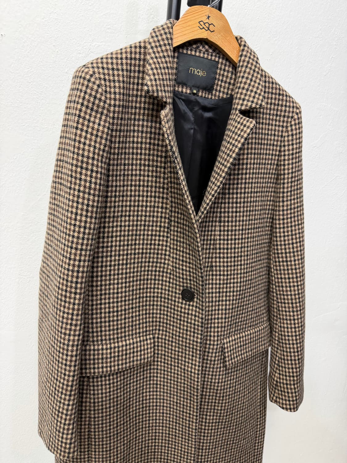 정품) maje 마쥬 하운드투스 체크 자켓 36 상품이미지2