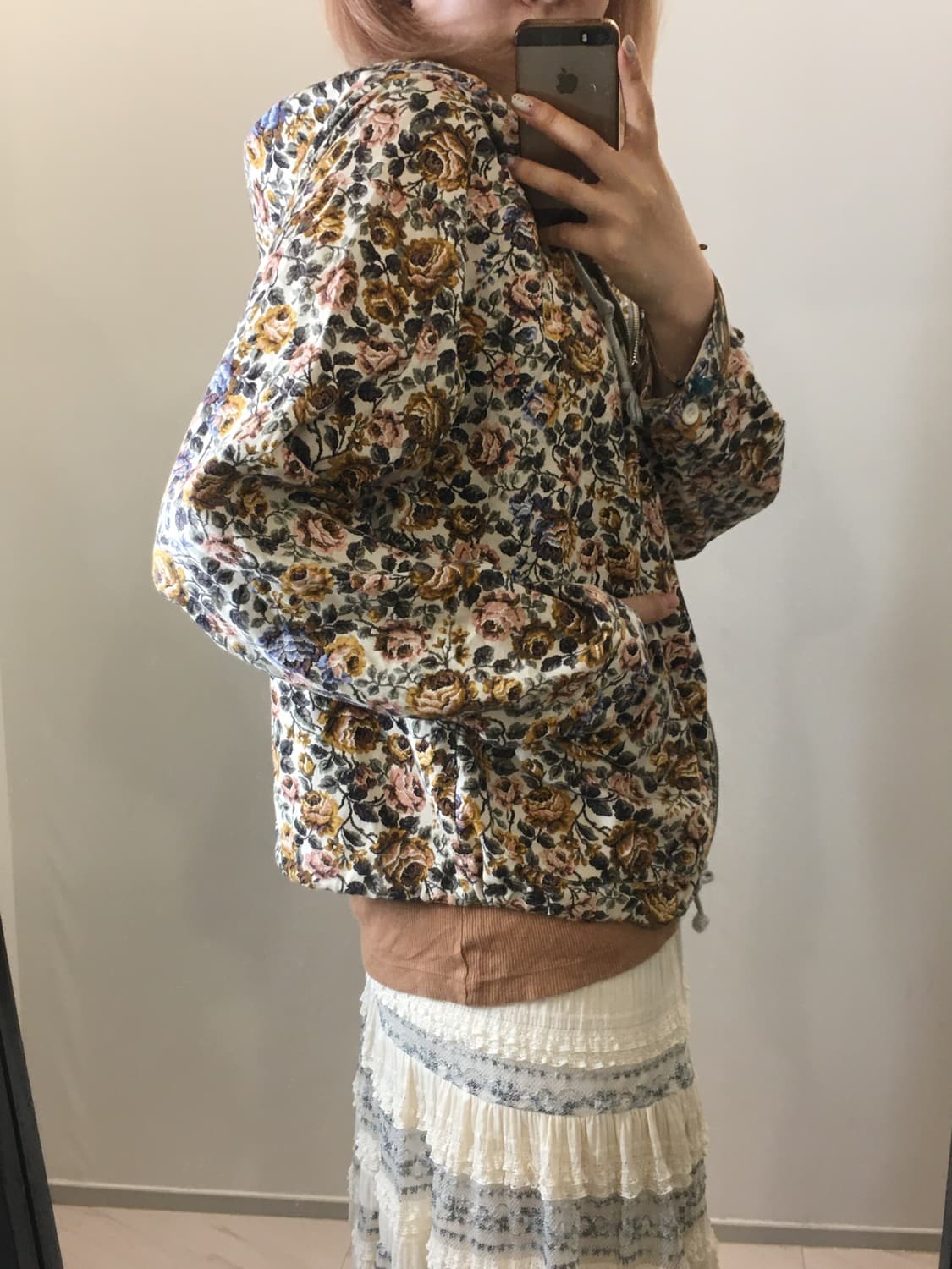 jpn vintage jacquard floral hood zipup 상품이미지5