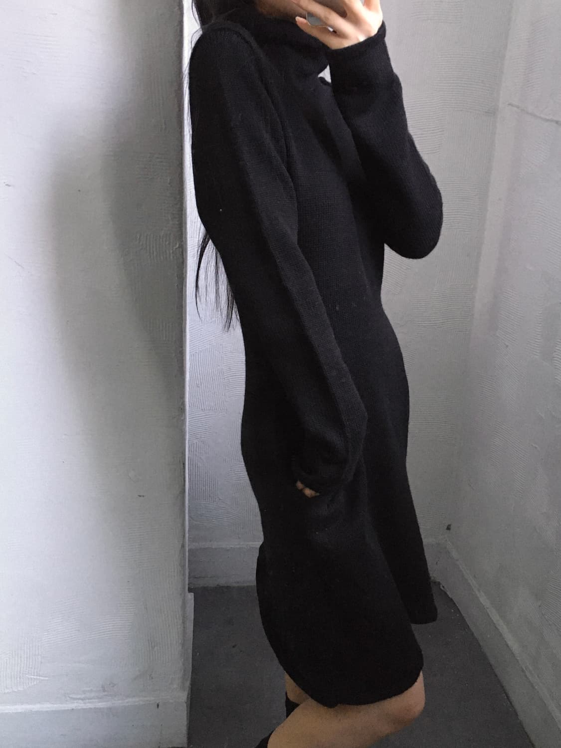 Y’s 요지야마모토 블랙 모크넥 울 롱 원피스 상품이미지3