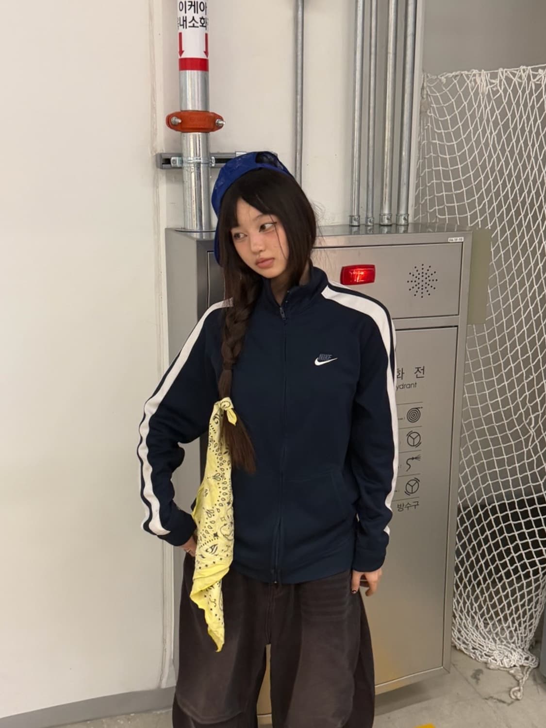 90s NIKE 올드스쿨 네이비 사이드라인 져지 트랙탑 상품이미지3