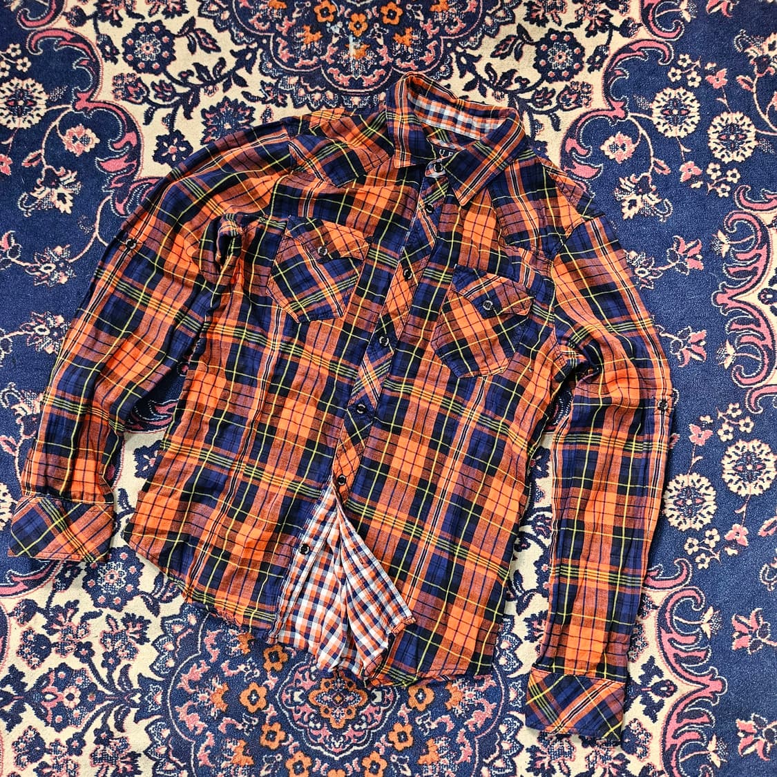  게스(GUESS) 빈티지 레터링 웨스턴 체크 셔츠 상품이미지4