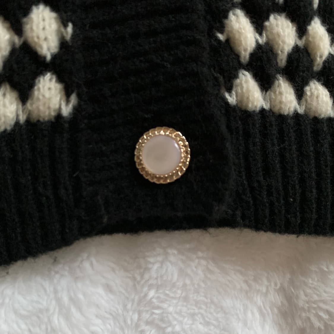 빈티지 골드 버튼 포인트 하운드투스 체크 니트 가디건 상품이미지7