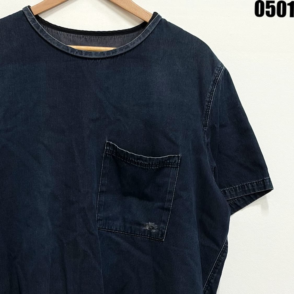 MSGM 밀라노 데님 반팔 티셔츠 백로고 48 0501 상품이미지2