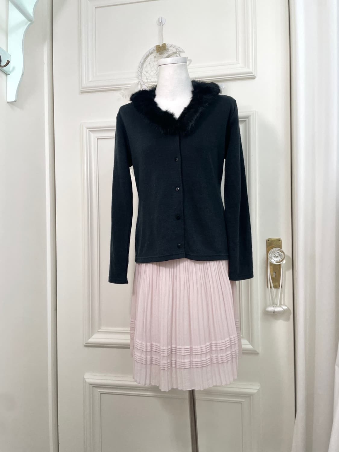 black rabbit fur angora knit cardigan to 상품이미지2