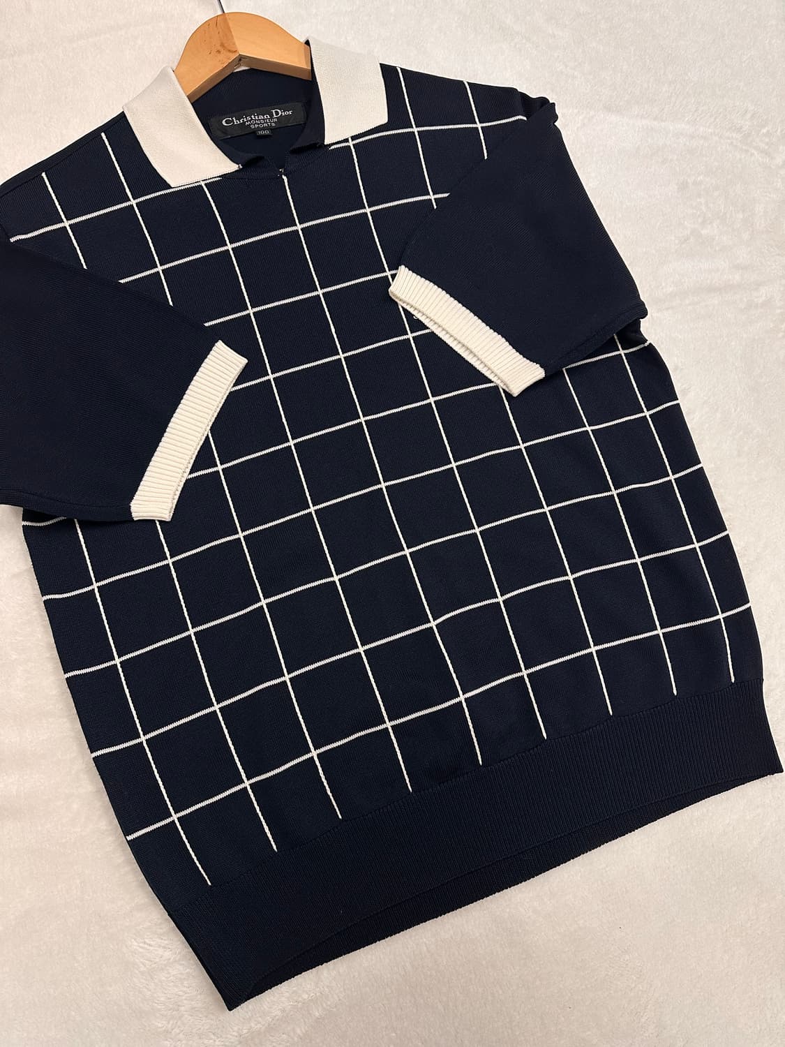 (100)90s 크리스찬 디올 반팔 니트 카라티 상품이미지4