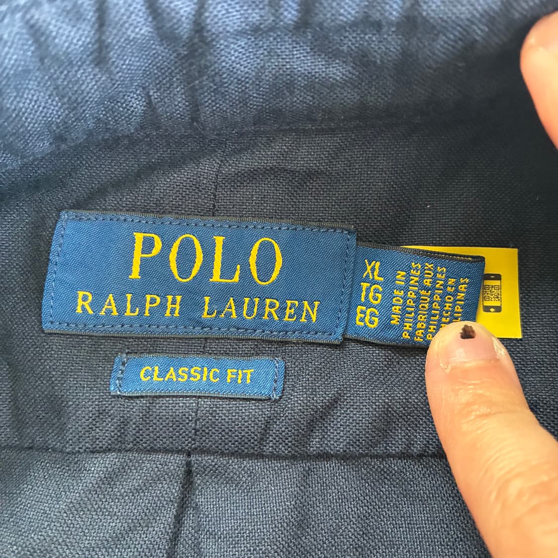 Polo  폴로 랄프로렌 자수 Qr신형 코튼 다크네이비 셔츠 상품이미지4