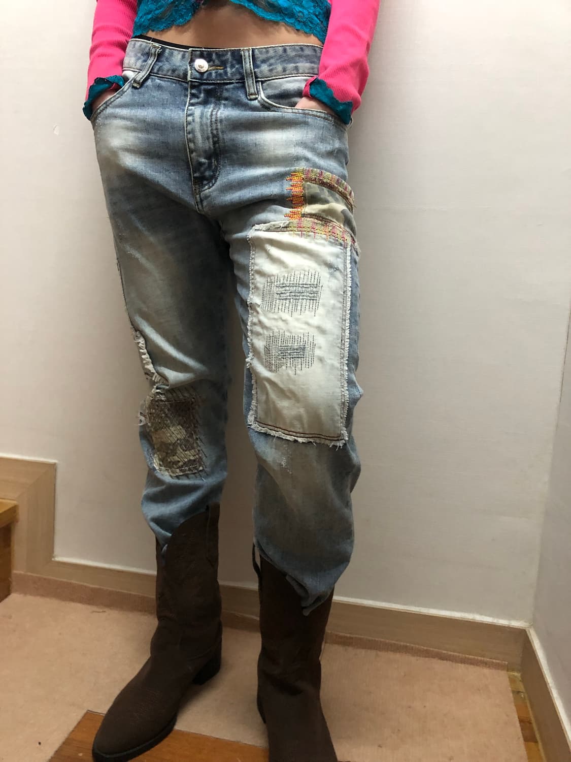 빈티지 데님 패치워크 팬츠 상품이미지7