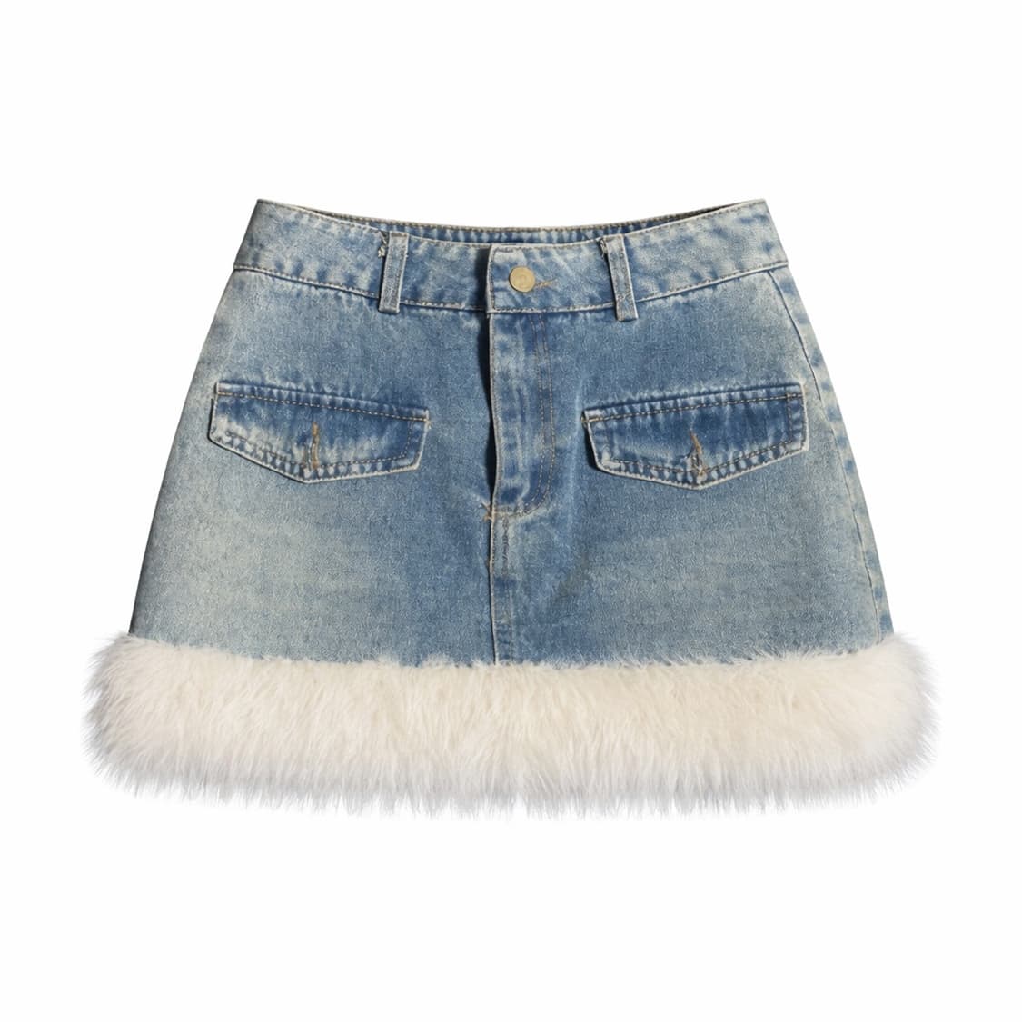 Faux fur denim set 퍼 데님 투피스 세트 상품이미지4