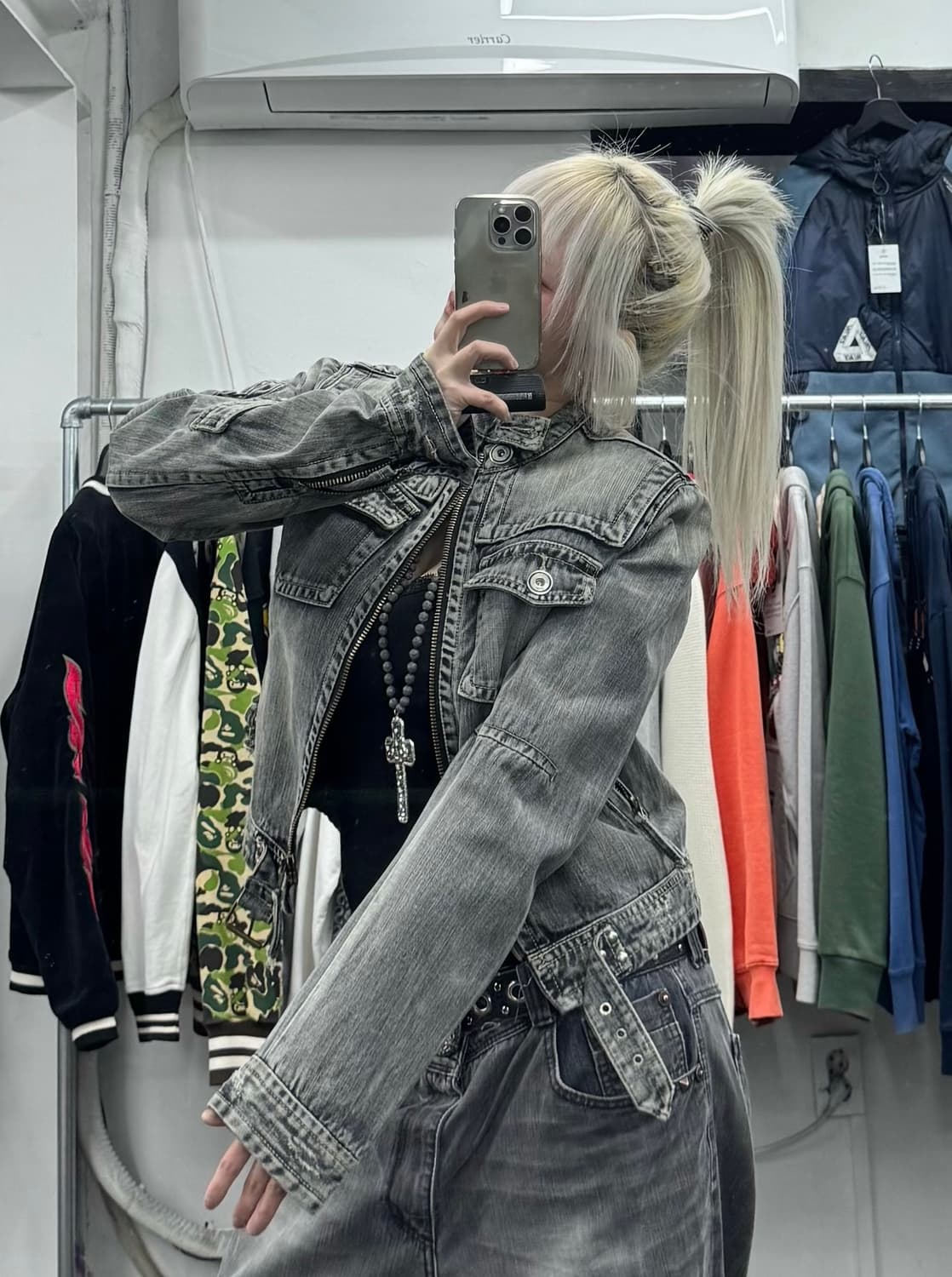 VTG Y2K 그런지 데님 바이커 자켓 상품이미지4