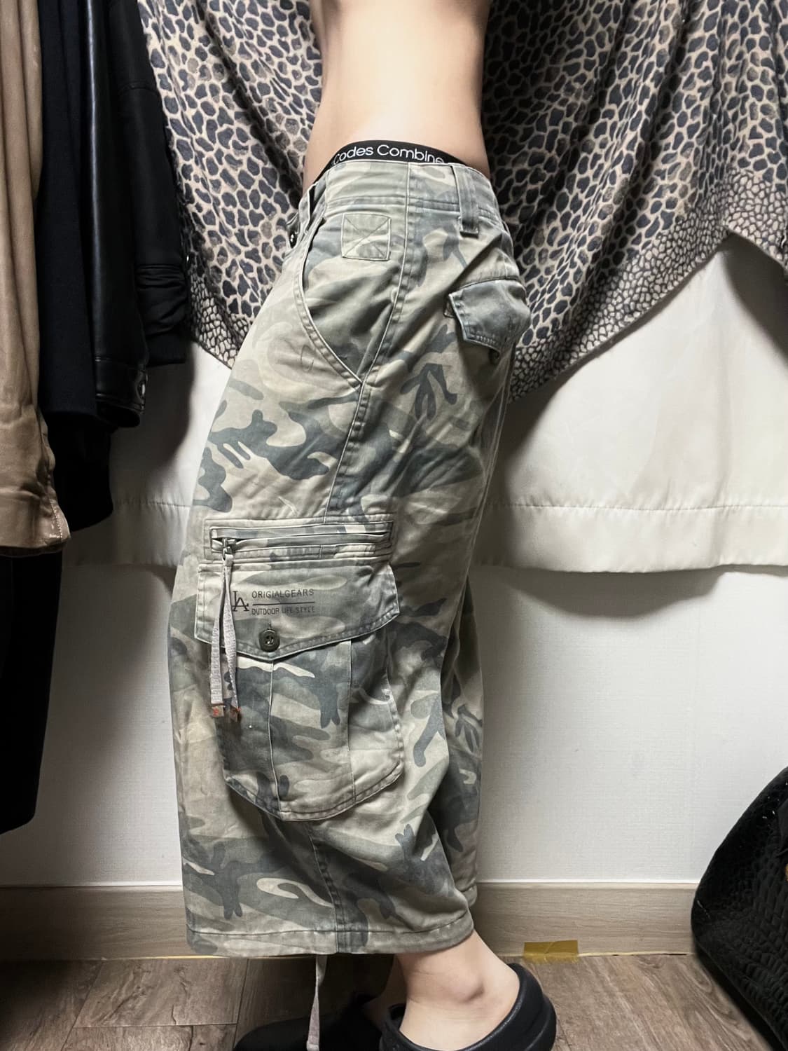 빅포켓 디테일 카모 카고팬츠 하프 상품이미지1
