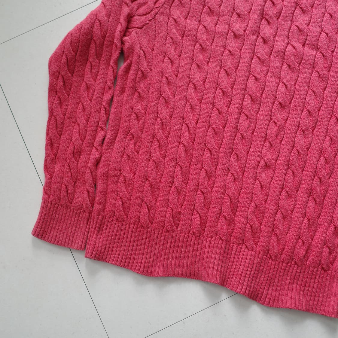 폴로 랄프로렌 QR인증 꽈배기 니트 핑크 (L) 상품이미지10