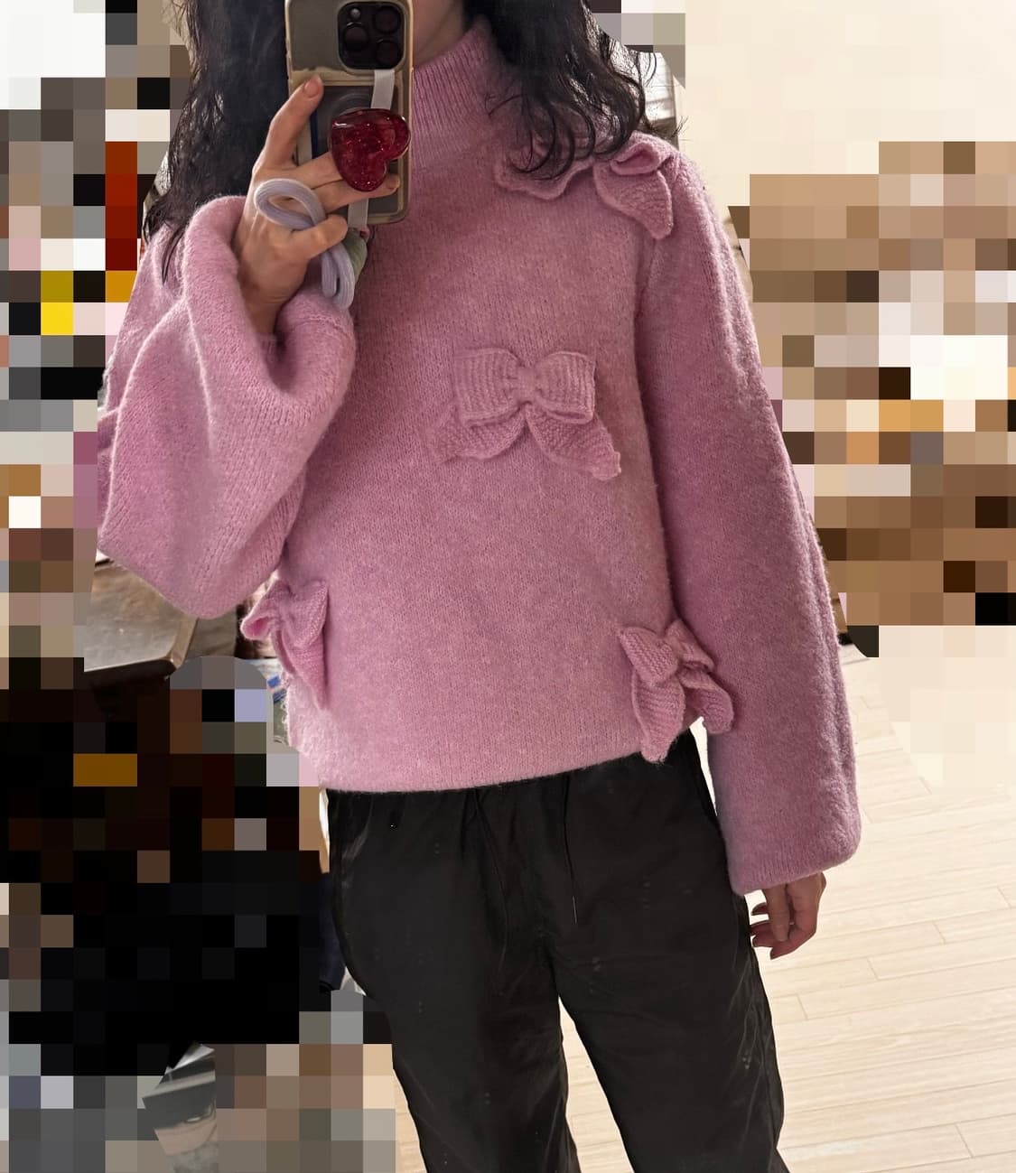 44 55 텍ㅇ새상품 정가45만 Cras 리본 벌룬소매 니트 스웨터 상품이미지5