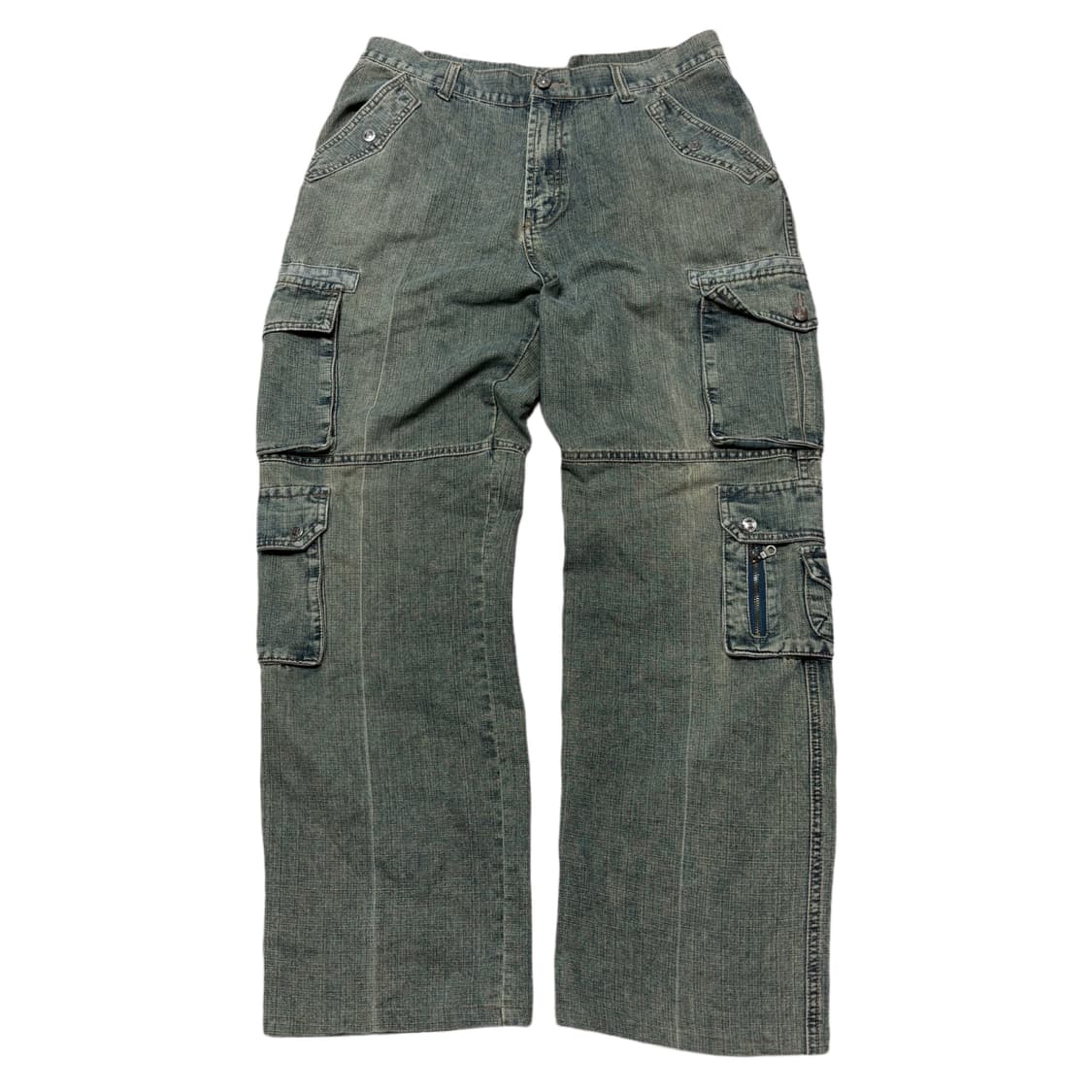 (이체시에눌) 일본 빈티지 핀터깔 워싱 데님 카고 대장 팬츠  상품이미지1