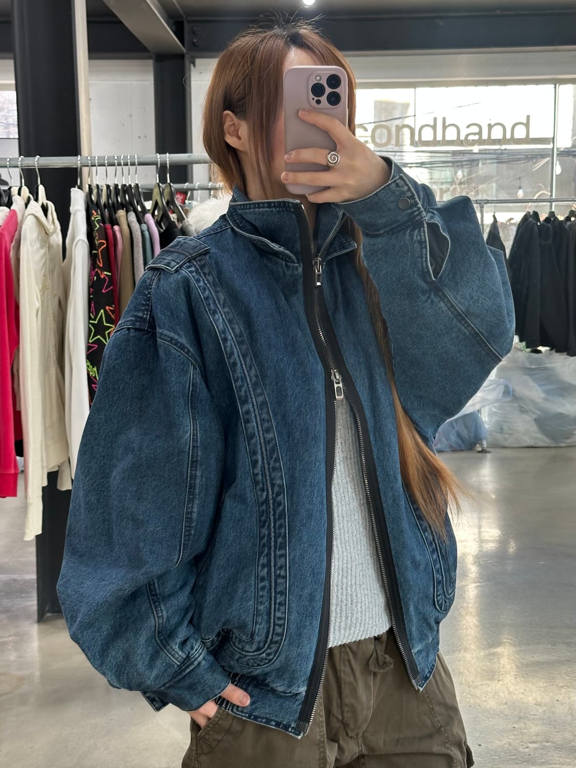 메종미네드 인사이드 보아 데님 봄버 패딩 상품이미지1