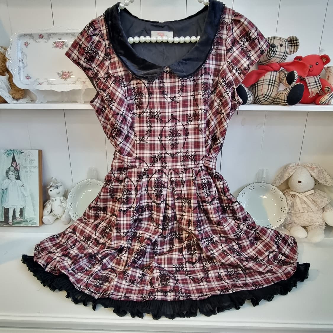 체리베리 체크 레이스 원피스 상품이미지1