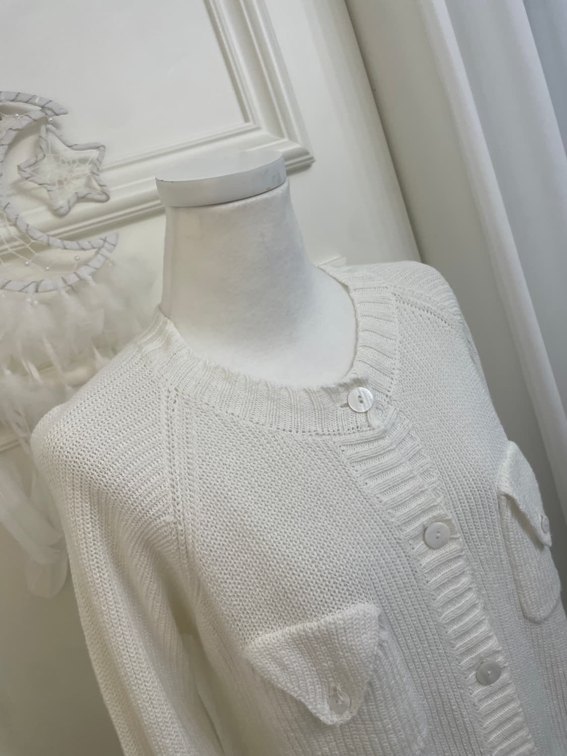 white pocket point reglan crop cardigan 상품이미지7