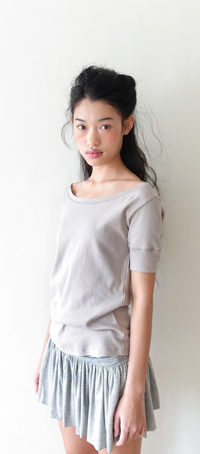 샵페어리 rib half top (greyish beige) 상품이미지2