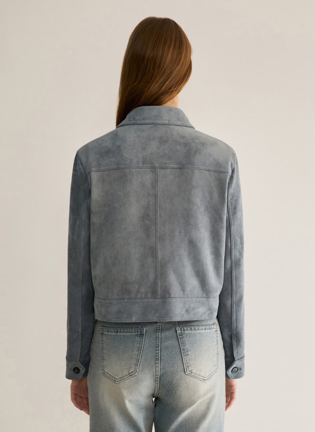 시스티나 스웨이드 크롭 집업 자켓 다크 블루 상품이미지2