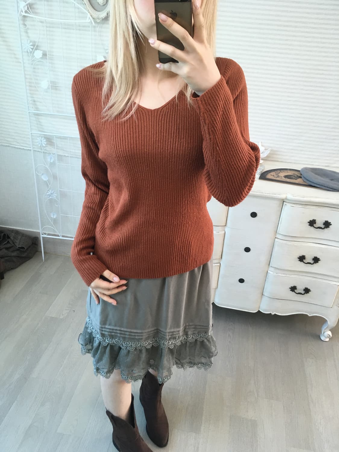 jpn vintage EARTH MUSIC 오렌지니트 상품이미지1