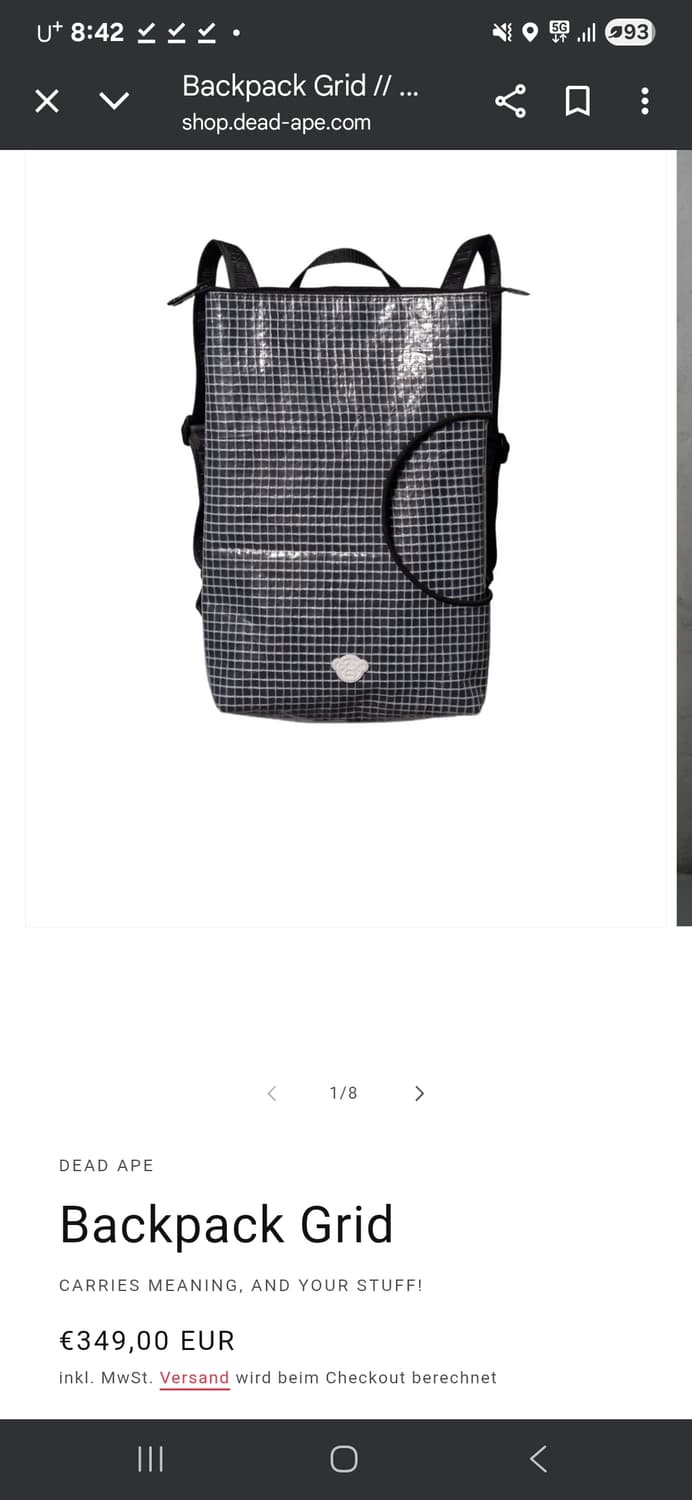 미사용 Dead ape backpack grid 상품이미지5