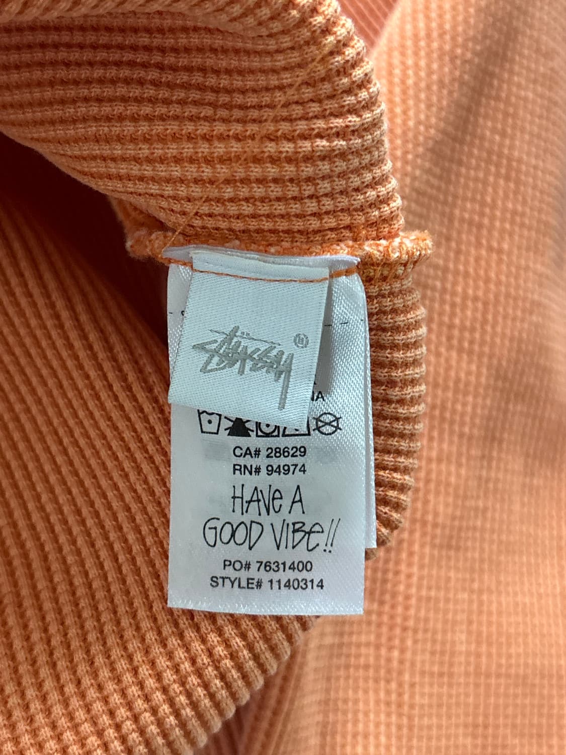 Stussy 스투시 오렌지컬러 와플 롱 슬리브 상품이미지8