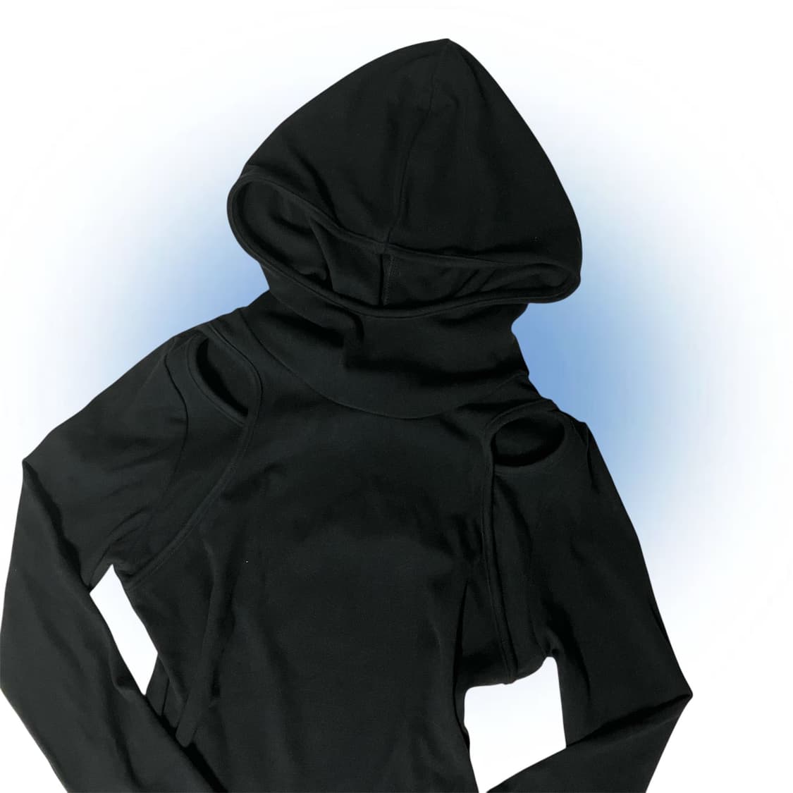 피소녀 어깨 트임 블랙 후드 고스 펑크 갸루 상품이미지2