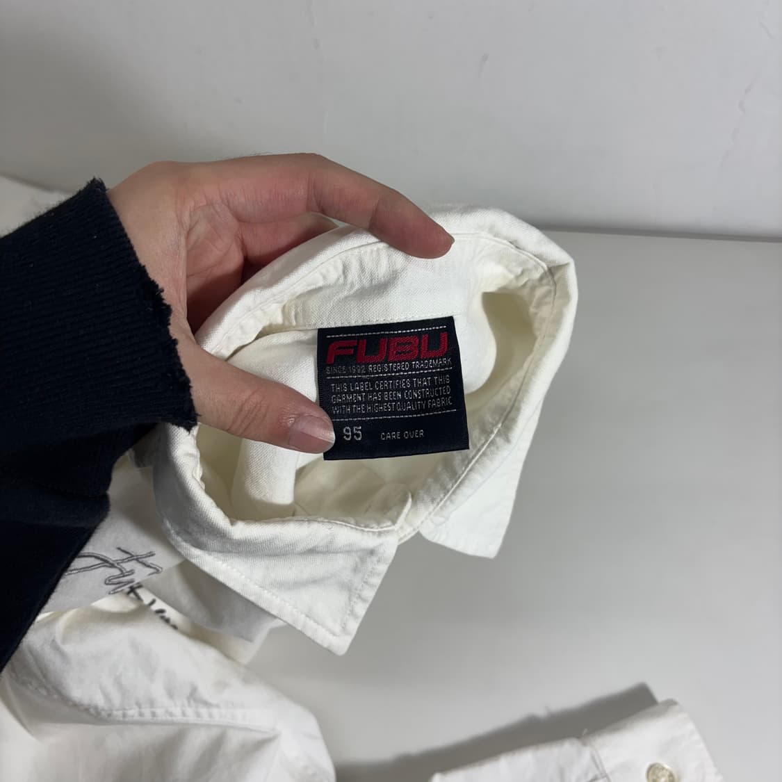 95 FUBU 푸부 화이트 자수 백로고 옥스퍼드셔츠 상품이미지6