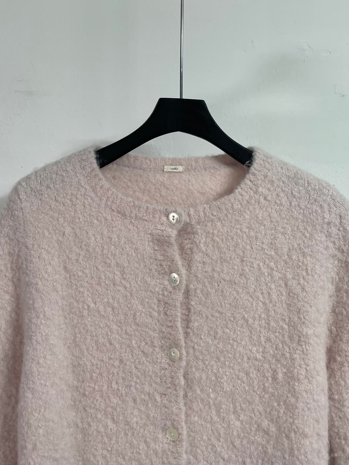 비아플레인 파스텔핑크 알파카 가디건 (on.606) 상품이미지2