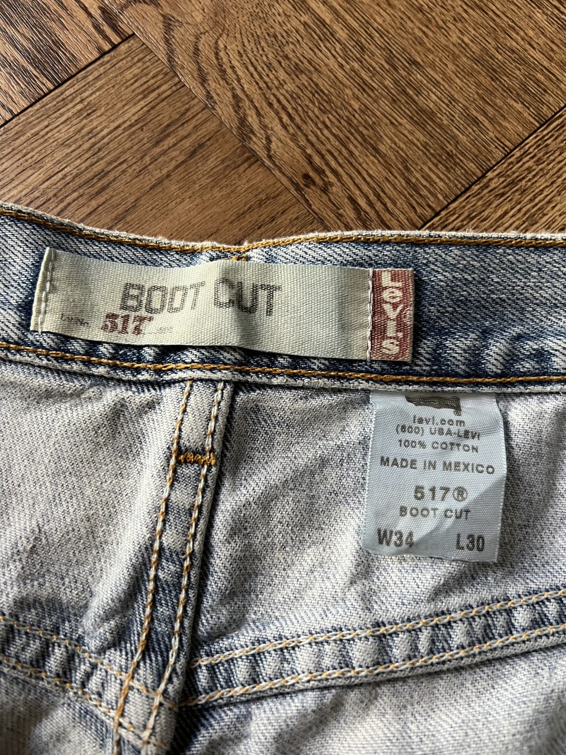 [34]00's 리바이스 USA 517 멕시코제 더티워싱 플레어 데님팬츠 상품이미지4