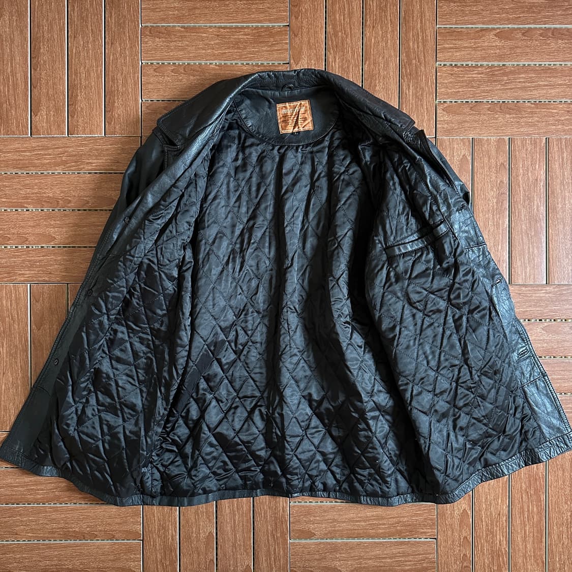 Man photo vintage leather coat jacket 상품이미지3