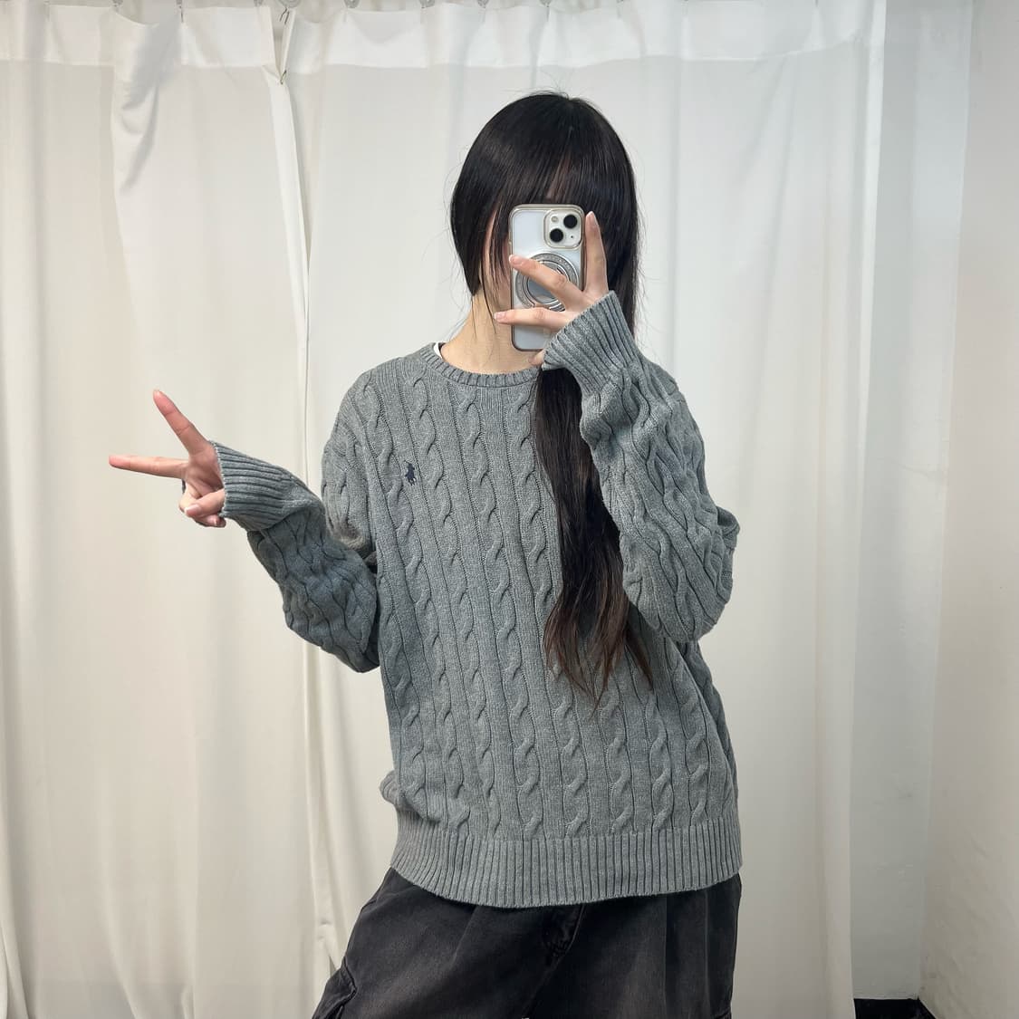 Polo Ralph Lauren grey cable knit 상품이미지2