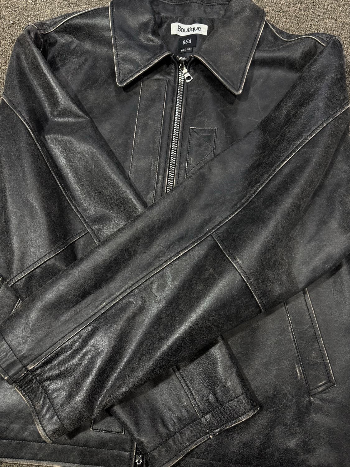 Boutique 86d 디스트레스 카우레더 자켓 상품이미지5