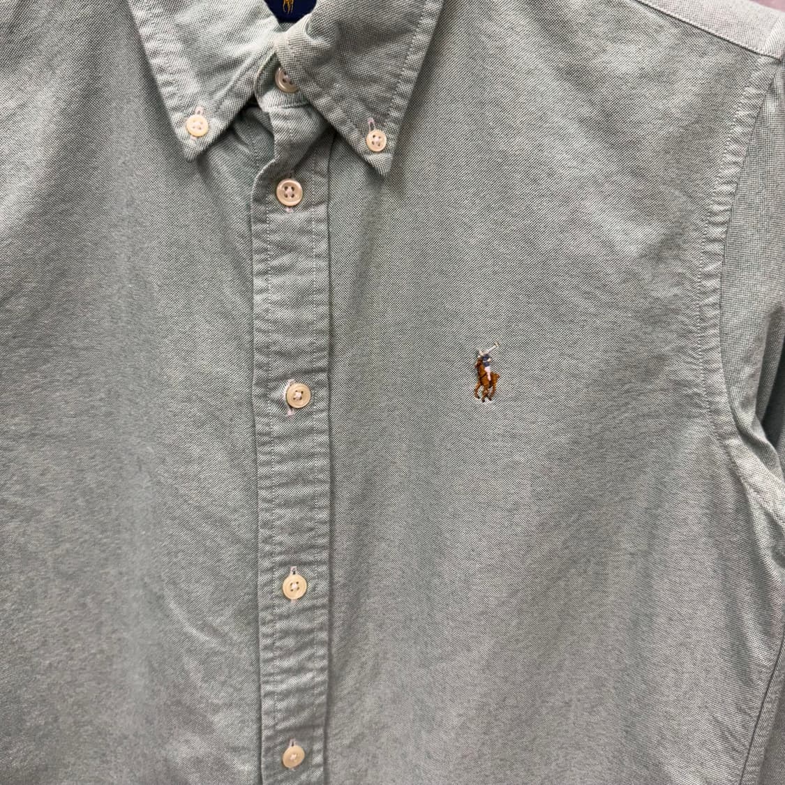 폴로 랄프로렌 솔리드 긴팔 셔츠 멀티포니 포인트 민트 상품이미지5